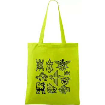 Aztécká zvířata - Taška bavlněná - 42 x 38 cm ( Limetková )
