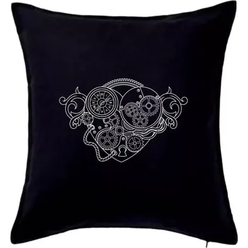 Polštář Steampunk srdce kreslené - Polštář 50x50 - 50x50 - Pouze potah ( Černá )
