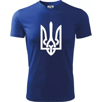 Ukrajina trojzubec velký - Dětské triko sportovní (dresovina) - 158 cm/12 let ( Královská modrá )