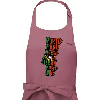 Kuchyňská zástěra Mapy - názvy měst - Portugalsko - Pánská zástěra na vaření - Univerzální velikost ( Starorůžová )
