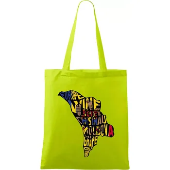 Mapy - názvy měst - Polsko - Taška bavlněná - 42 x 38 cm ( Limetková )