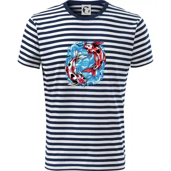 Pánské oblečení Yin & Yang Koi kapr - červený - Triko na vodu - M ( Prouhovaná )