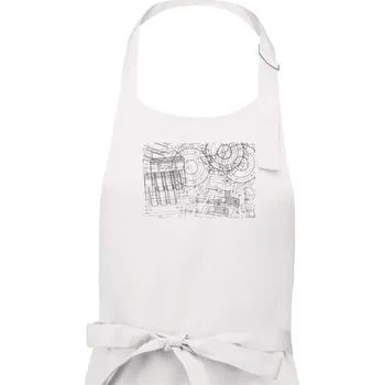 Kuchyňská zástěra Technické výkresy - frézky - Dámská zástěra na vaření - Univerzální velikost ( Bílá )
