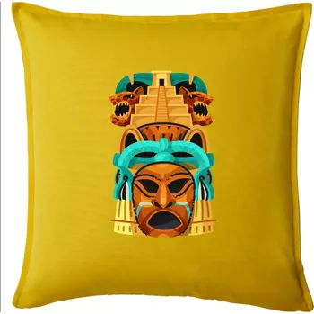 Polštář Mayové maska s pyramidou - Polštář 50x50 - 50x50 - Pouze potah ( Žlutá )