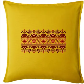 Polštář Ukrajinský vzor - červený - Polštář 50x50 - 50x50 - Pouze potah ( Žlutá )