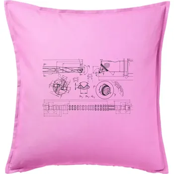 Polštář Technické výkresy - vrtáky - Polštář 50x50 - 50x50 - Pouze potah ( Růžová )