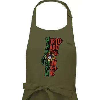 Kuchyňská zástěra Mapy - názvy měst - Portugalsko - Dámská zástěra na vaření - Univerzální velikost ( Khaki )