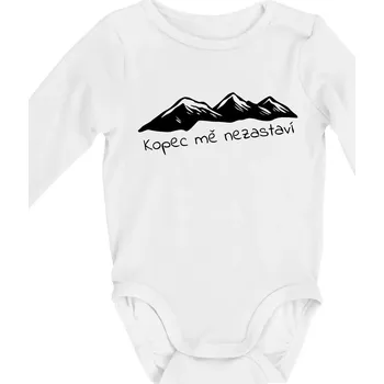 Kopec mě nezastaví - hory - Body kojenecké s dlouhým rukávem - Dlouhý r. 6-12 měs ( Bílá )