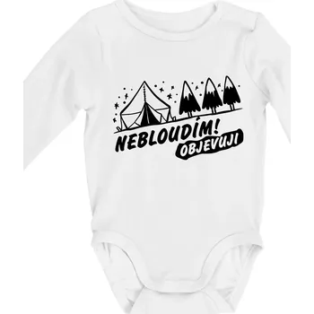 Nebloudím, objevuji - hory - Body kojenecké s dlouhým rukávem - Dlouhý r. 3-6 měs ( Bílá )