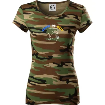 Dámské tričko Ghost of Kyiv - Mig 29 Fulcrum - Dámské maskáčové triko - S ( Hnědý maskáč )