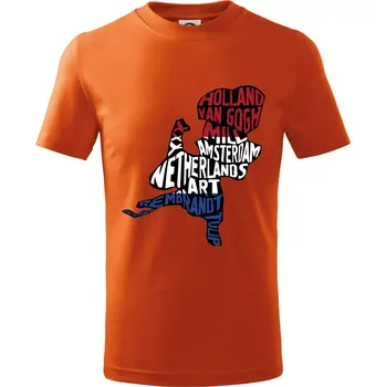 Chlapecké tričko Mapy - názvy měst - Nizozemí - Tričko dětské bavlněné - 134 cm/8 let ( Oranžová )