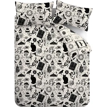 Povlečení Černé/béžové povlečení na dvoulůžko 200x200 cm Enchanted Witchcraft – Catherine Lansfield ID_1800791