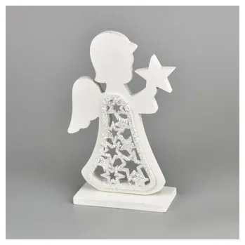 Vánoční dekorace Anděl dřevěný bílý