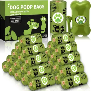 sáček na exkrement Kompostovatelné sáčky na psí exkrementy Frasheng Zelené s dávkovačem 1 balení