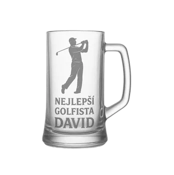 Sklenice Půllitr s pískovaným motivem "Nejlepší golfista" (Půllitr pro sportovce s pískovaným motivem Nejlepší golfista, skleněný)