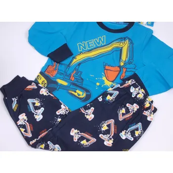 Chlapecké pyžamo Pyžamo Kugo MP3781 modré s tmavomodrou s bagrem velikost oblečení - děti: 98