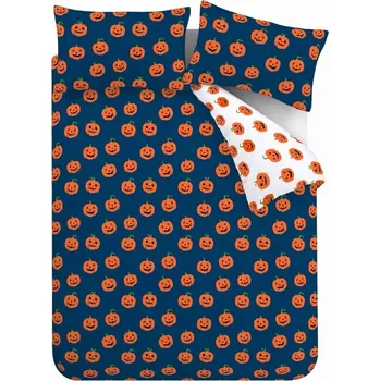 Povlečení Modré/oranžové povlečení na dvoulůžko/prodloužené 230x220 cm Halloween Pumpkins – Catherine Lansfield ID_1800089