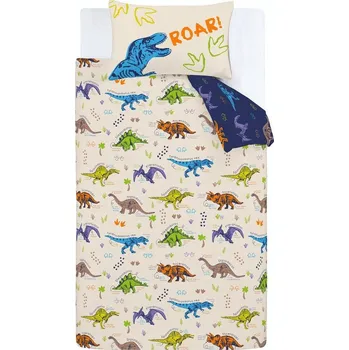 Povlečení Modré/béžové dětské povlečení na jednolůžko 135x200 cm Prehistoric Dinosaurs – Catherine Lansfield ID_1801987