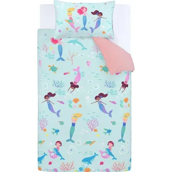 Povlečení Modré dětské povlečení na dvoulůžko 200x200 cm Mermaid – Catherine Lansfield ID_1801843