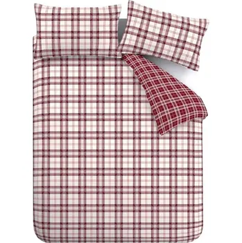 Povlečení Vínové povlečení na dvoulůžko 200x200 cm Kelso Check – Catherine Lansfield ID_1802095