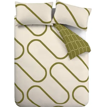 Povlečení Khaki/béžové povlečení na dvoulůžko/prodloužené 230x220 cm Linear Curve – Catherine Lansfield ID_1800961