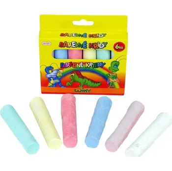 Křídy chodníkové barevné kulaté Set 6ks 6 barev v krabičce na chodník