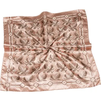 HEDVA ČESKÝ BROKÁT Šátek Ondrin VSh 76x76 JAHODOVÉ LISTÍ lososová