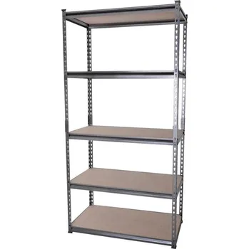 Dílenský regál Regál kovový pozinkovaný stříbrný do dílny / garáže 90x180x45 cm