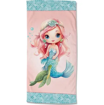 Modrá/růžová dětská sametová plážová osuška 75x150 cm Alisse – Good Morning ID_1808280