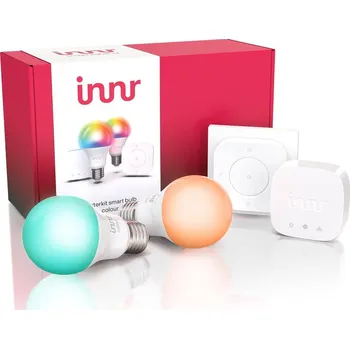 Žárovka Innr Lighting Startovací sada chytrého osvětlení Innr Starter Kit E27 Color Bulb - Bridge, 2x Smart LED Bulb Color & Remote Control SK 286 C-2 / 60 W / 806 lm / vícebarevná