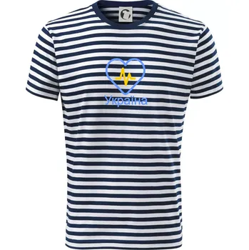 Pánské oblečení Moje srdce bije pro Ukrajinu - velké - Triko na vodu - L ( Prouhovaná )