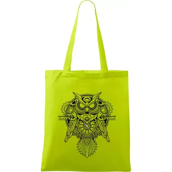 Steampunk sova černobílá - Taška bavlněná - 42 x 38 cm ( Limetková )