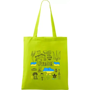 Ukrajina folklor - kreslené obrázky - Taška bavlněná - 42 x 38 cm ( Limetková )