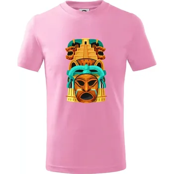 Mayové maska s pyramidou - Tričko dětské bavlněné - 158 cm/12 let ( Růžová )