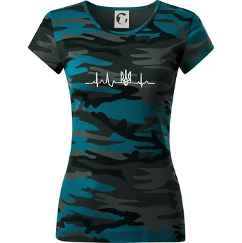 Ekg Ukrajina trojzubec - Dámské maskáčové triko - S ( Petrolejová maskáč )