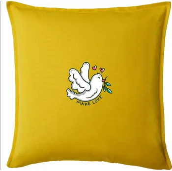 Polštář Holubice míru - make love - Polštář 50x50 - 50x50 - Pouze potah ( Žlutá )