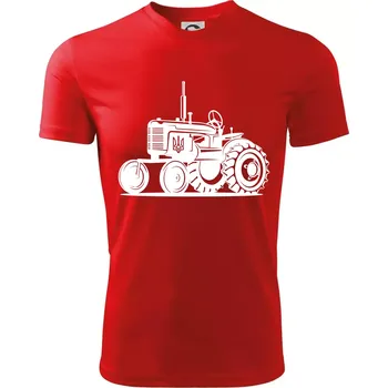 Traktor Ukrajinské armády - Dětské triko sportovní (dresovina) - 158 cm/12 let ( Červená )