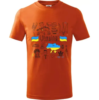 Chlapecké tričko Ukrajina folklor - kreslené obrázky - Tričko dětské bavlněné - 98 cm / 2 roky ( Oranžová )