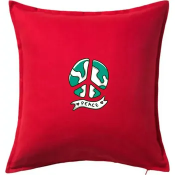 Polštář Planeta - Peace symbol - Polštář 50x50 - 50x50 - Pouze potah ( Červená )