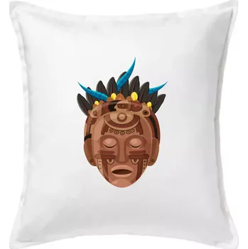 Polštář Mayové maska hnědá - Polštář 50x50 - 50x50 - Pouze potah ( Bílá )