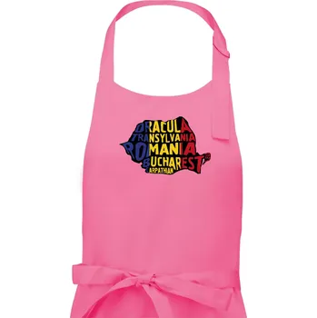 Kuchyňská zástěra Mapy - názvy měst - Rumunsko - Pánská zástěra na vaření - Univerzální velikost ( Růžová )