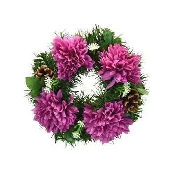 Věnec DOMMIO Dušičkový věneček se sv. fialovými chryzantémami Ø20 cm