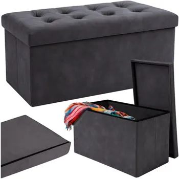 Úložný box Úložný puf XXL 76x38x38cm Ruhhy 26130, šedý samet