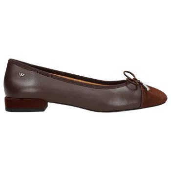 Dámské polobotky Bordové Balerínky Na Podpatku S Kontrastní Špičkou Ze Semiše Wojas 4406575 42