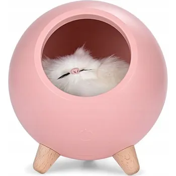 Lampička Stolní lampička na skříňku Noční s kočičkou Růžová