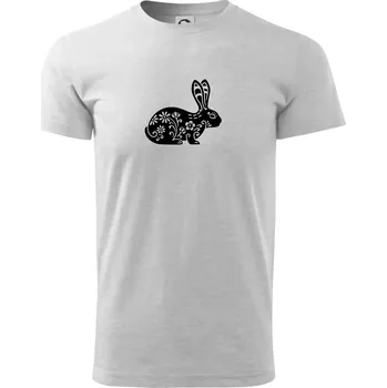 Zajíc květy - Triko extra velké (5-8XL) - 8XL ( Světlešedý Melír )