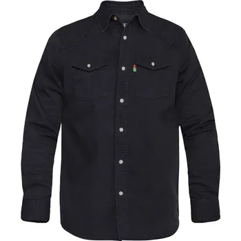 Pánská košile DUKE košile pánská WESTERN Style Denim Shirt riflová nadměrná velikost černá 6XL