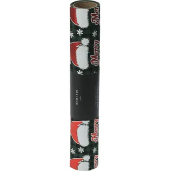 ubrus Vánoční dekorační běhoun se Santovými čepicemi, zelený (28x200 cm)