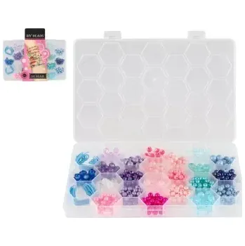 Dětské navlékací korálky Barevné korálky s provázkem v krabičce.