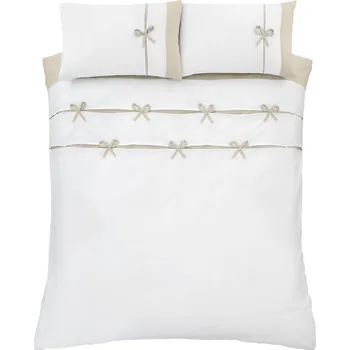 Povlečení Bílé povlečení na dvoulůžko/prodloužené 230x220 cm Milo Bow – Catherine Lansfield ID_1801279